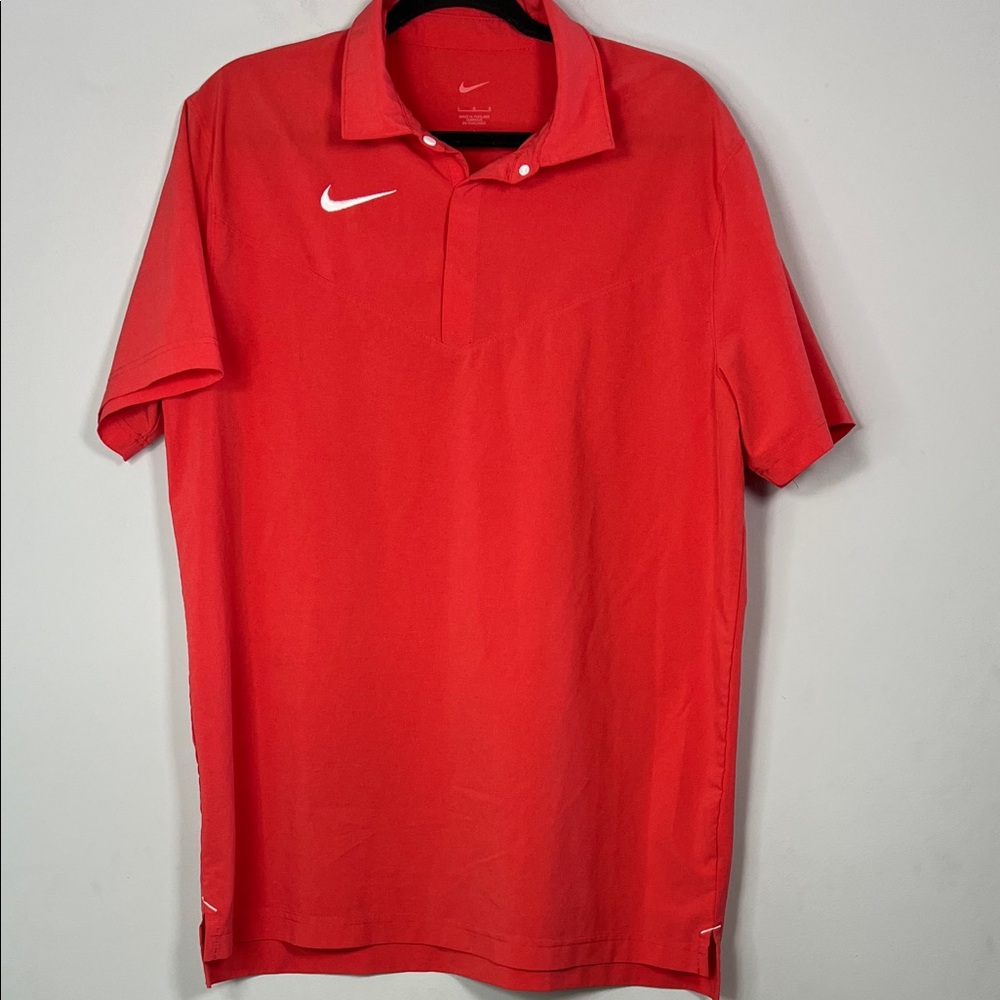 Nike Men's Red Polo Golf Short Sleeve‎ Shirt Windbreaker Style Size Large